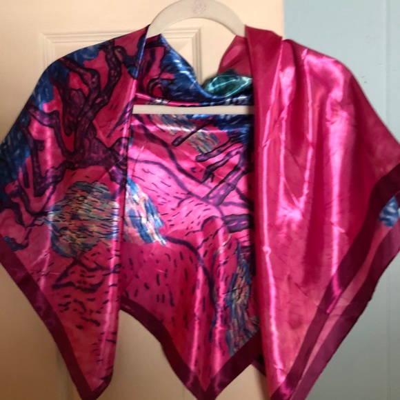 MOSI art scarf square bold pinks blue Van Gogh - Picture 5 of 11